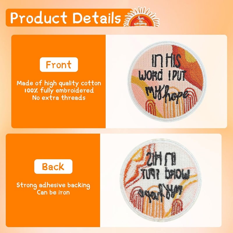 RF-patch 50 Pcs Boho Iron on Patches for Girl, Embroidered Positive Affirmations Iron on/Sew on Patches for Clothes, Hats, Jeans, Dress, Backpacks - Image 3